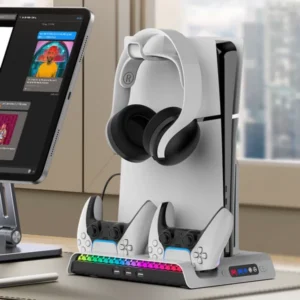 Станица за полнење и ладење за PS5 со RGB