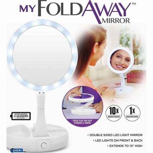 Fold Away двострано огледало со LED светло